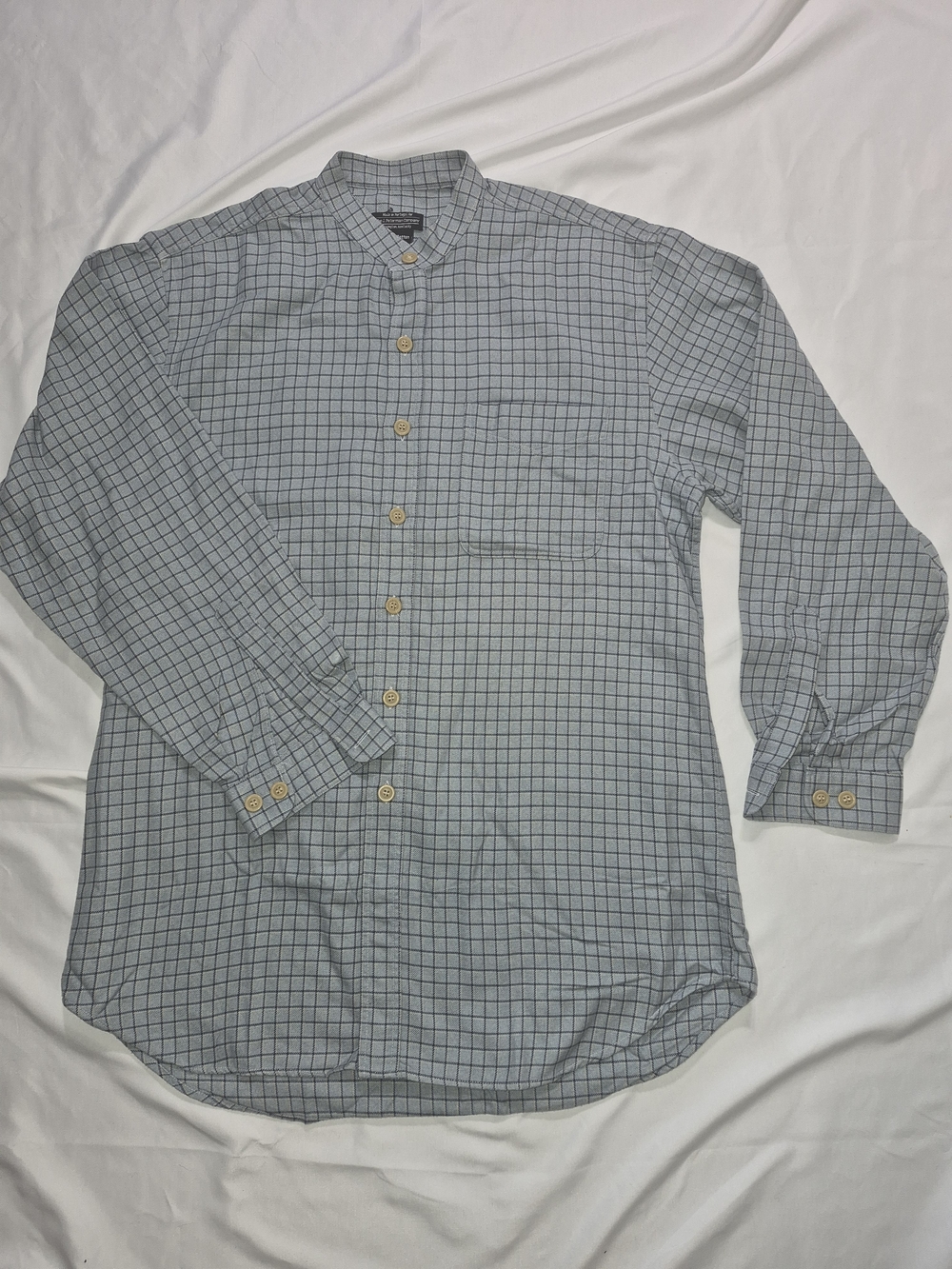 The J. Peterman Company Men's  Cotton Band Collar Button Down Shirt Sz M